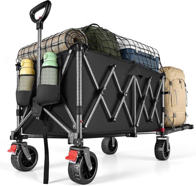 Detalle de 240L Festival Trolley on Wheels Heavy Duty Folding Wagon (rear-opening, 160kg load) – Black