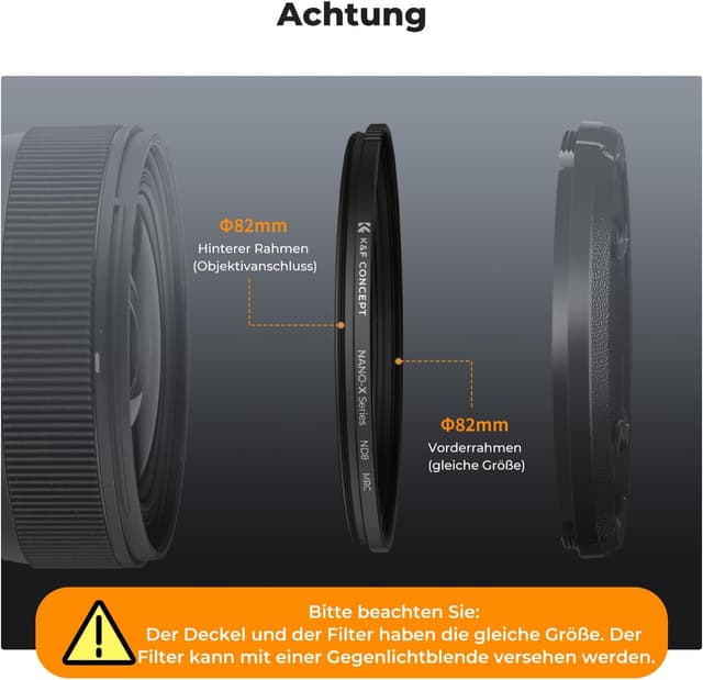 Thumbnail 6 de K&F CONCEPT ND64 Festfilter 67 mm (Nano-Xcel Serie) – 6 Blendenstufen Graufilter