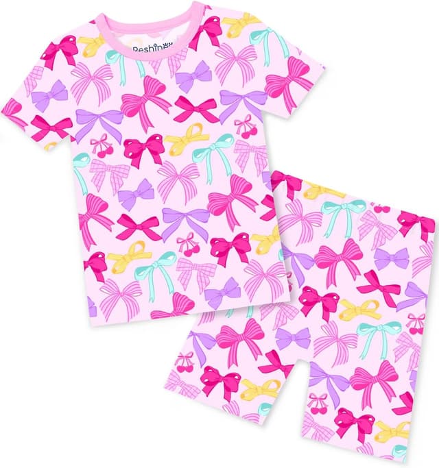 Detalle de babee Reshinee Bamboo Viscose Toddler Unicorn Mermaid Pajamas (Short Sleeve, 2-Piece)