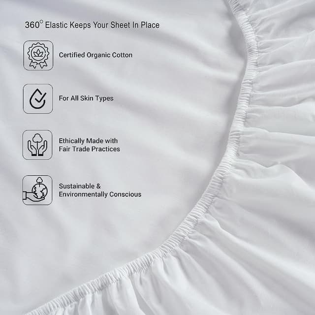 Thumbnail 5 de Lane Linen 100% Organic Cotton Percale Queen Sheet Set (4-Piece) — White, Fits Mattresses up to 15
