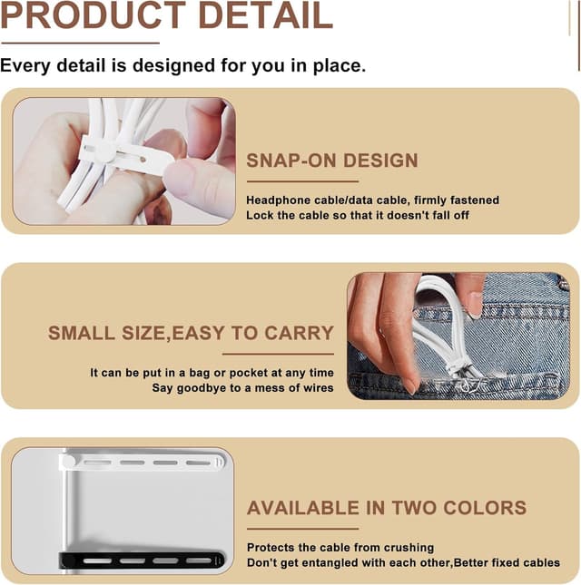 Detalle de Alyxen 8x Silikon-Kabelbinder, 130 mm – Kabelorganisator mit Schnalle zum Binden & Ordnen (Schwarz/Weiß)