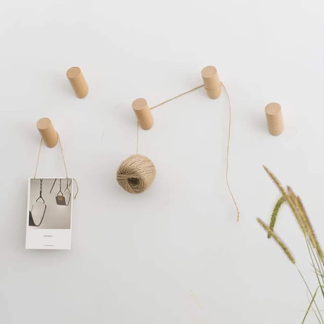 Detalle de HomeDo Wall Hooks Perchero madera 6 piezas