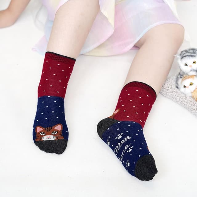 Detalle de ZAKASA Chaussettes enfant fille fantaisie (socquettes) en coton à motifs animaux
