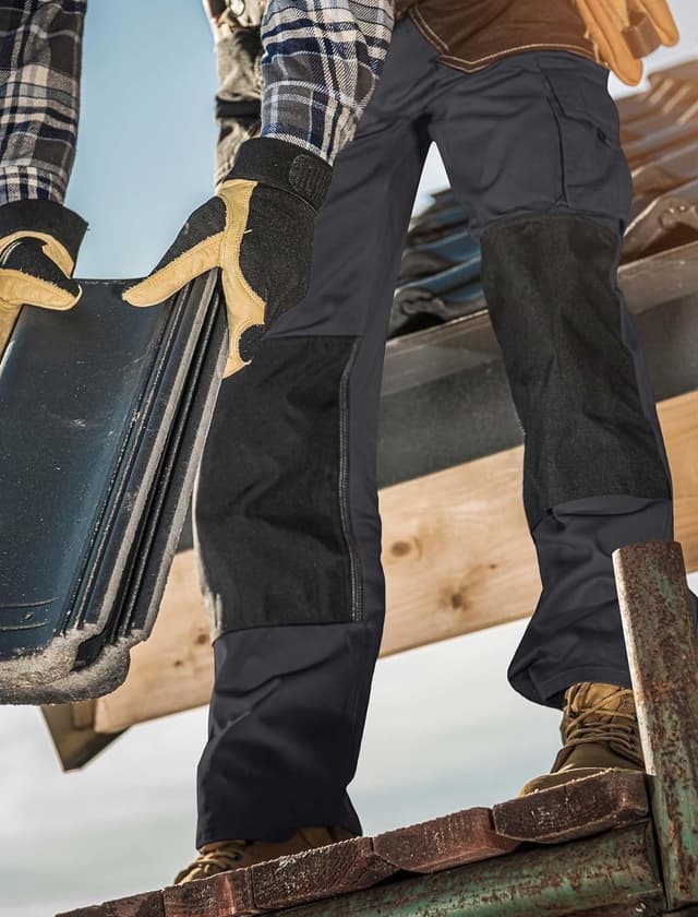 Detalle de Elainone Herren-Arbeitshose mit Kniepolster-Taschen und 6 großen Taschen