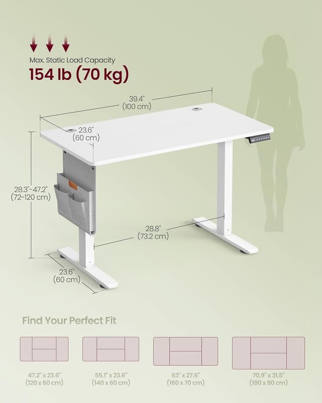 Detalle de VASAGLE LSD130WZ02 Electric Standing Desk 100x60cm