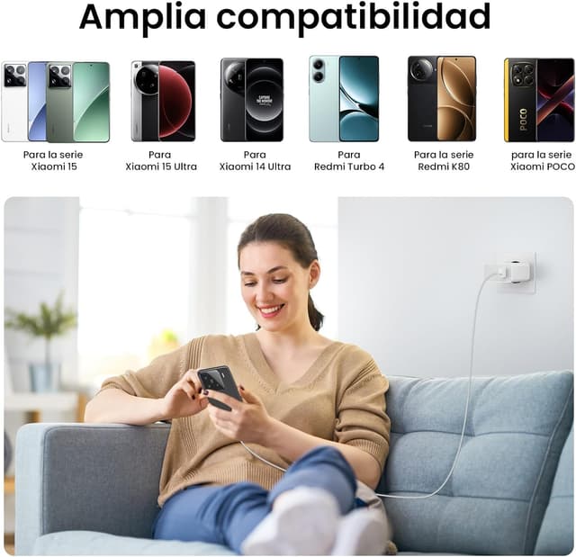 Detalle 2 de Cargador 90W Carga rápida USB-C para Xiaomi y Redmi