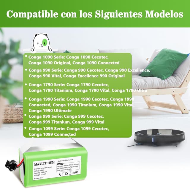 Detalle de Batería 14.4V 2600mAh para Conga y Robovac