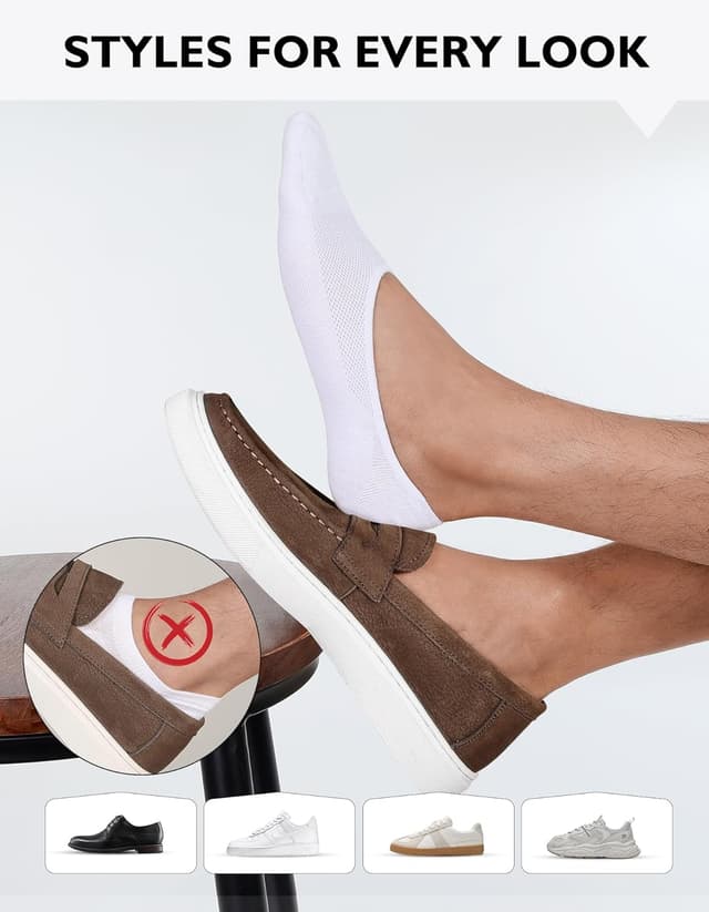 Detalle 2 de Chaussettes invisibles CLOSEMATE (homme/femme) socquettes basses 39-42 et 43-46, coton élastique, antidérapantes – 6 paires