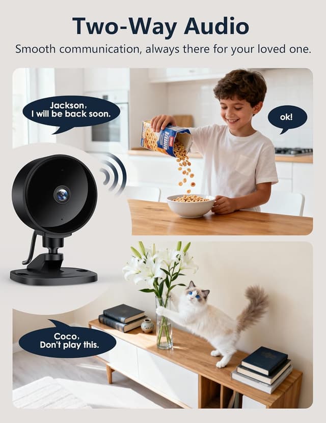 Detalle de Surfola Security Camera Indoor (1080P FHD) WiFi CCTV for Baby, Pet & Elderly Monitoring