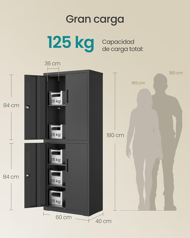 Thumbnail 2 de SONGMICS OMC017BD01 armario metálico 40 x 60 x 180 cm