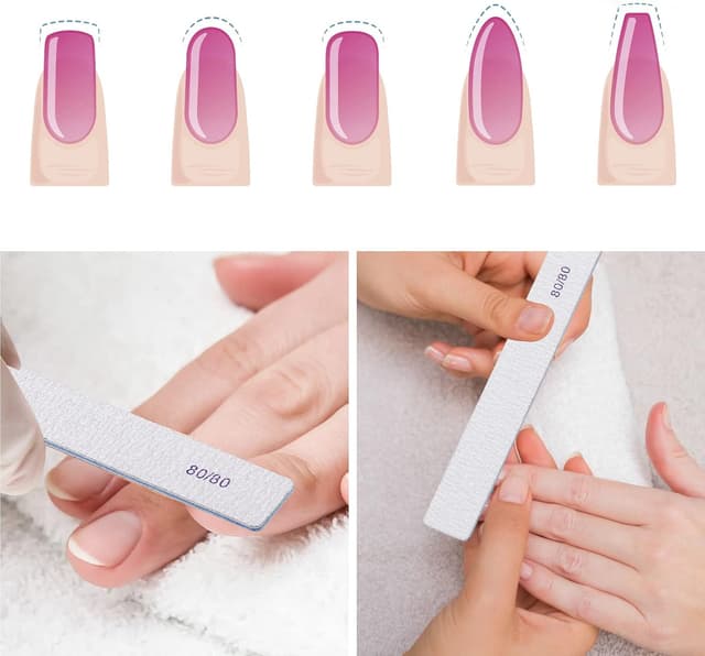 Detalle 2 de 50-Count Rectangle Nail Files for Acrylic Nails (80 Grit) — Reusable Emery Boards