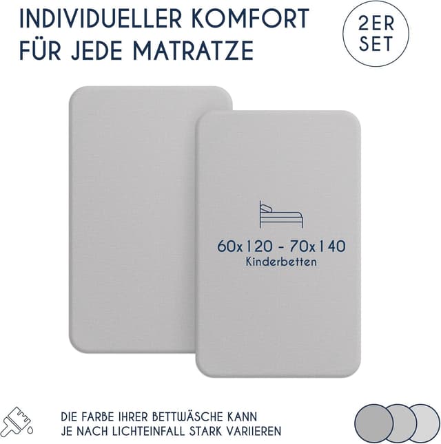 Thumbnail 1 de Dreamzie 2er-Set Spannbettlaken 60x120/70x140 Grau