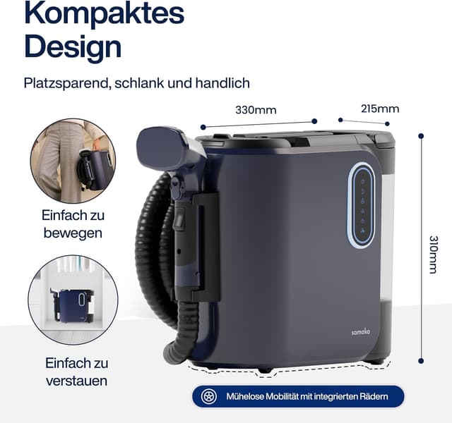 Thumbnail 6 de SAMAKO PowerClean Pro Waschsauger für Polster & Teppich mit Dampf – Doppeltank-System, 8 Aufsätze