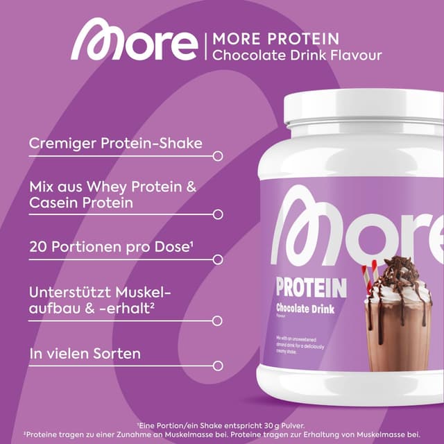 Thumbnail 2 de MORE Protein Trinkschokolade 600 g Proteinpulver 🍫