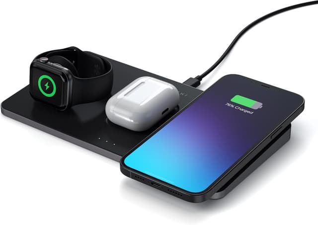 Detalle de SATECHI Caricatore Wireless 3 in 1 con MagSafe per iPhone, Apple Watch e AirPods