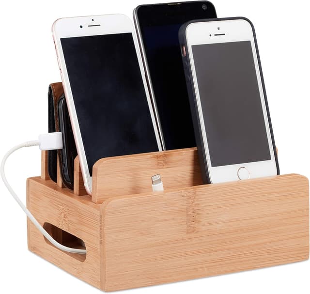 Detalle de Station de charge bambou 6 appareils 9x17x13