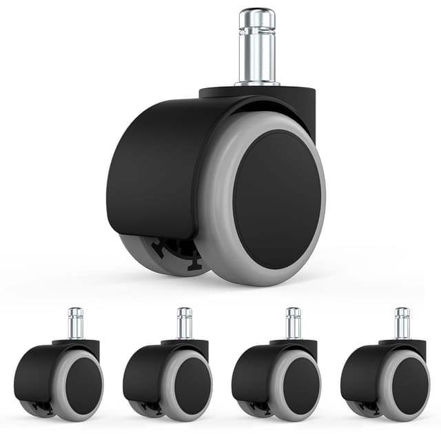Detalle de WEWILL Bürostuhl Rollen 10×22 mm (5er Set) – leise Doppelrollen für IKEA, für Parkett & Hartboden