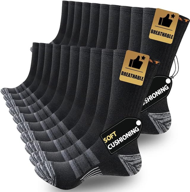 Thumbnail 6 de JOYNÉE 5/10 Pairs Men’s Lightweight Athletic Crew Cushioned Work Boot Socks
