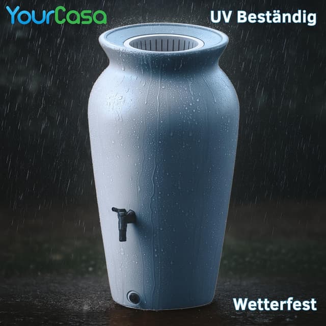 Detalle 2 de YourCasa Regentonne 230L (120–230 Liter) aus frostsicherem Kunststoff mit Filterkorb & Wasserhahn