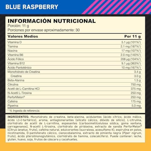 Thumbnail 6 de Optimum Nutrition Gold Standard Pre-Entreno en polvo (frambuesa azul) 330 g, 30 servicios