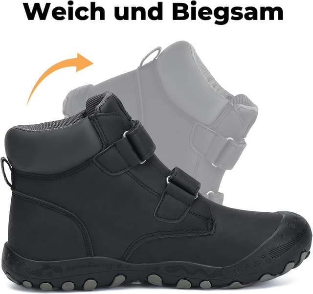 Detalle de Mishansha Kinder Wanderschuhe für Trekking & Outdoor – rutschfeste, wasserabweisende Trekkingstiefel mit Zehenschutz