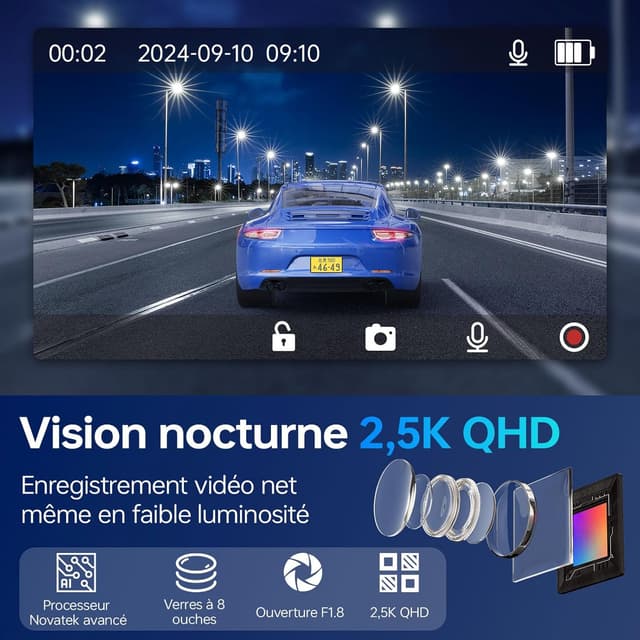 Thumbnail 6 de Dashcam Voiture Avant Arrière 2,5K