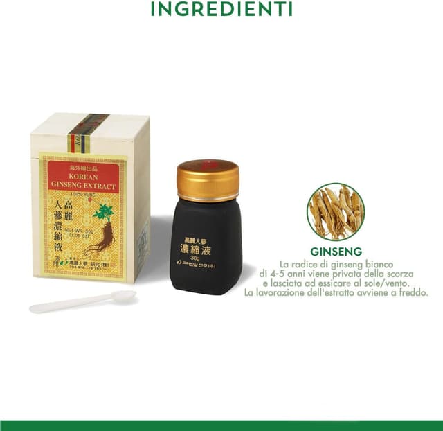 Detalle 2 de Equilibra Alimenti Ginseng Coreano Puro 100% (radice di ginseng bianco), estratto lavorato a freddo – barattolo da 30 g