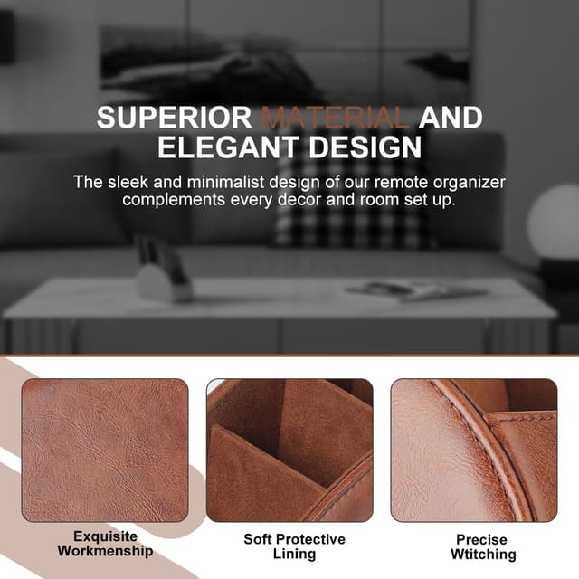 Detalle 2 de WAYIFON Fernbedienungshalter mit 5 Taschen (M-Braun) – Ordnung für TV-, DVD-, 4K-Stick- und Blu-ray-Fernbedienungen