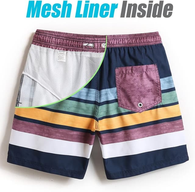 Detalle 2 de MaaMgic Men’s Quick-Dry Swimming Shorts with Mesh Lining (Trunks, Casual Lounge Style)