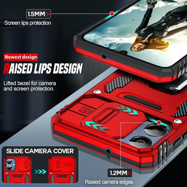 Detalle de LeYi Galaxy A06 Rugged Case with Ring Stand