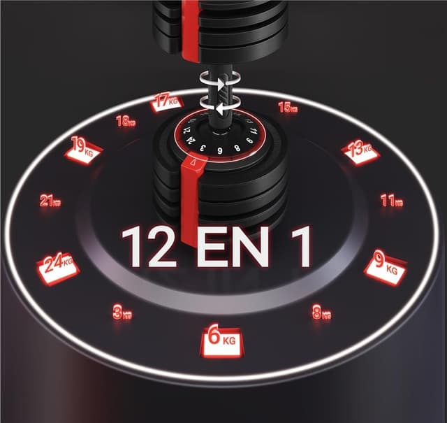 Thumbnail 4 de Yaheetech Mancuerna ajustable 12 en 1 con base 🏋️♂️