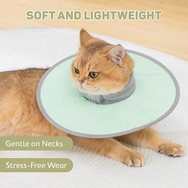 Detalle 2 de Avont Leicht Halskrause Katze – einstellbarer Leckschutz-Kragen für die Zeit nach der OP (M/Grün)