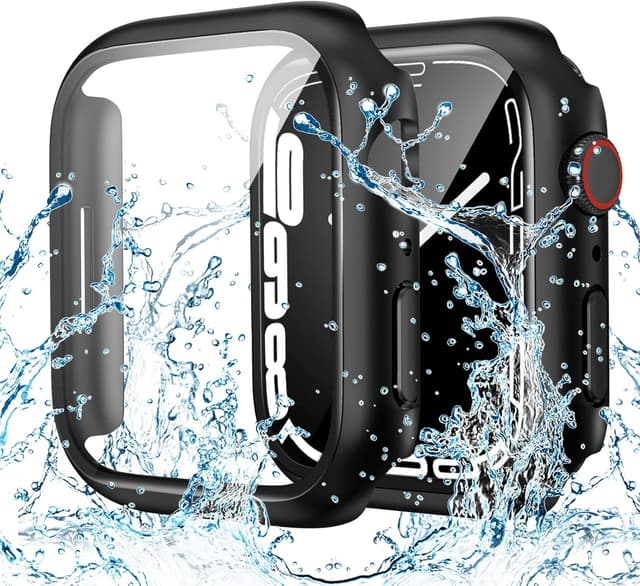Detalle de Goton Waterproof Case with Tempered Glass for Apple Watch 44mm (Series 6/5/4, SE 3/2/1) — Hard Bumper Screen Protector