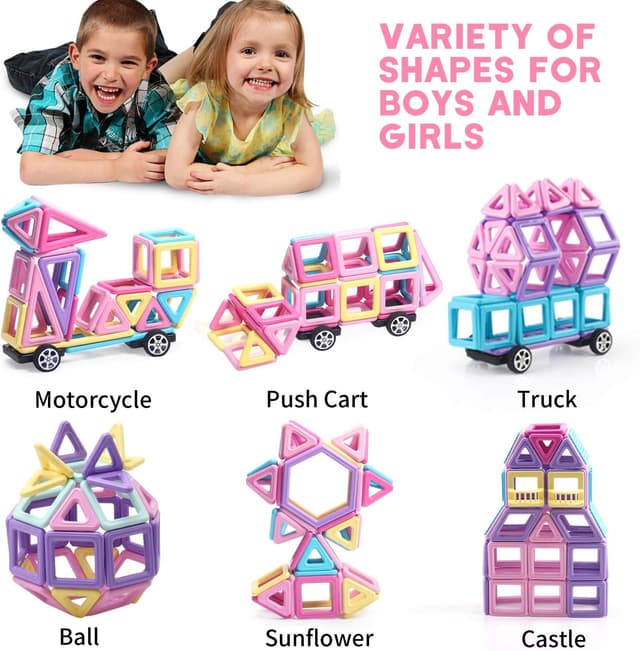 Thumbnail 1 de ATCRINICT 124-Piece Magnetic Tiles STEM set 🧩