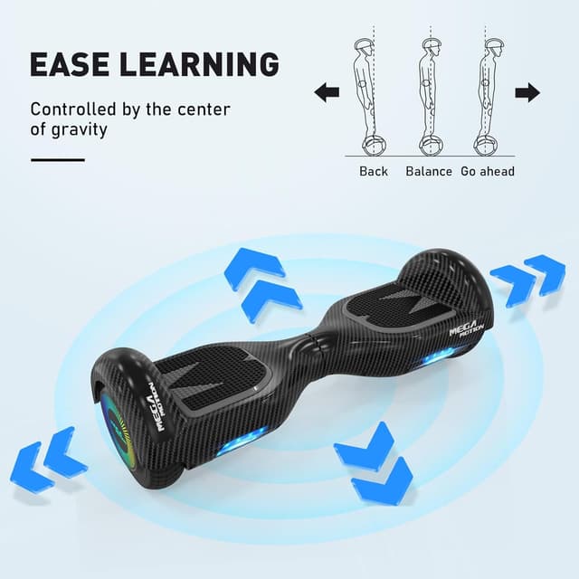 Detalle de MEGA MOTION Hoverboard für Kinder (6,5 Zoll) mit Bluetooth-Lautsprecher und LED-Rad