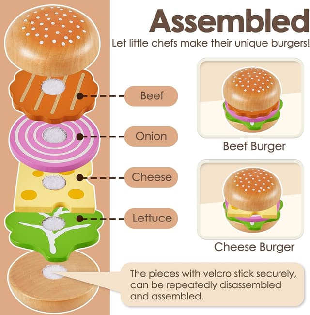 Detalle de BUYGER Wooden Fast Food Set for Kids