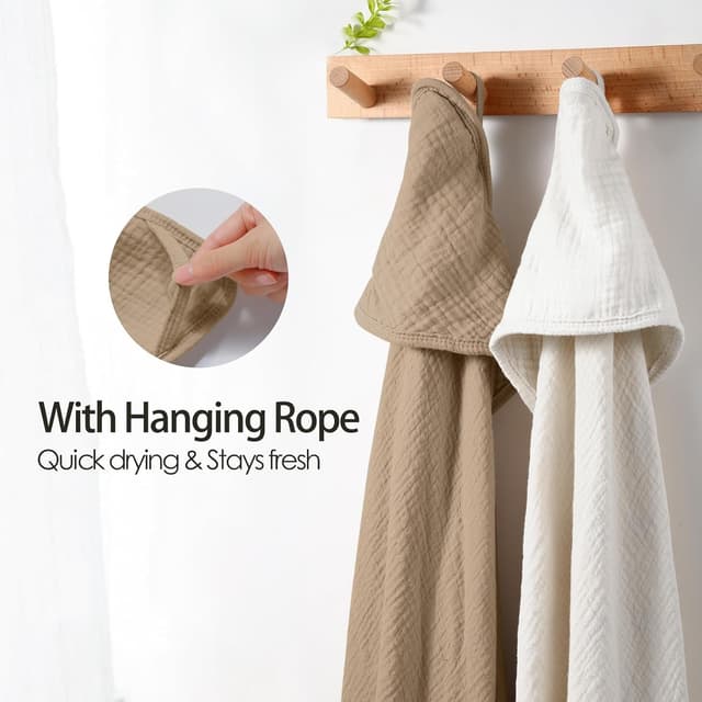 Thumbnail 2 de Peepeemax Kapuzenhandtuch Baby im 2er-Set aus Musselin (76x76 cm) – Hellbraun