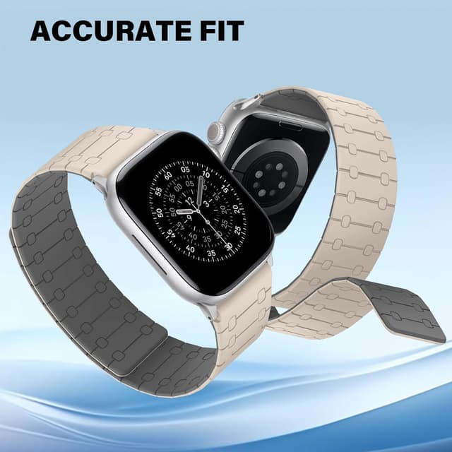 Detalle de Sixmoat Double-Sided Wearable Magnetic Straps for Apple Watch 42mm/41mm/40mm/38mm (Beige-Gray)
