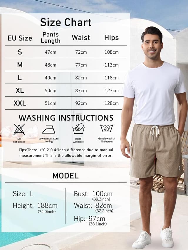 Detalle de Vorvowry Mens summer shorts, linen cotton blend