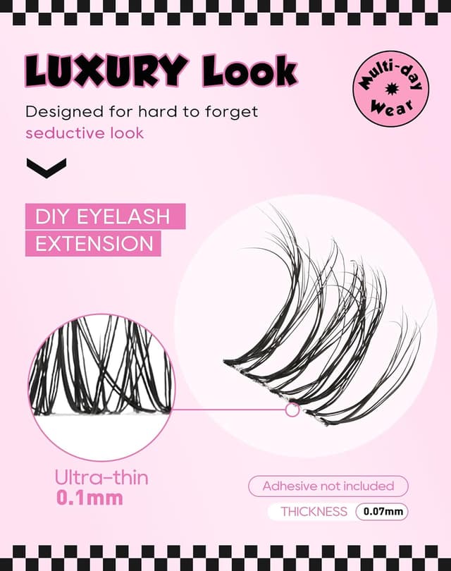 Detalle 2 de Cluster Lashes Wispy Cat Eye Half Lashes – 3D C Curl Volumen, natürlich aussehende 3/4 Wimpern (7 Paare)