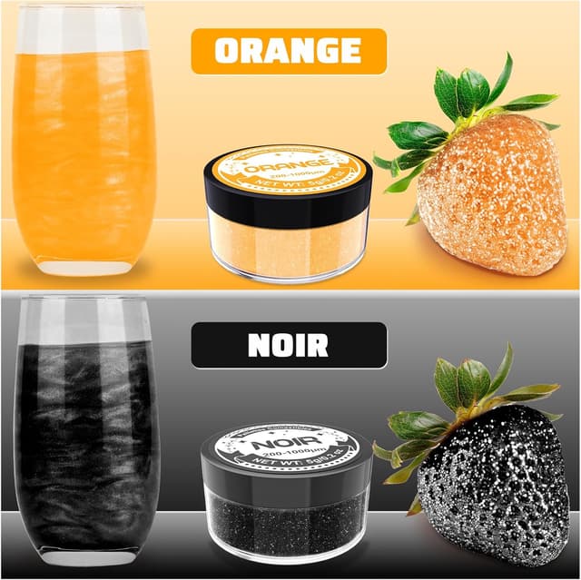 Detalle 2 de Paillettes comestibles Luster Dust Orange & Noir (5 g) – colorant alimentaire en poudre pour gâteaux, macarons et cocktails (Halloween)