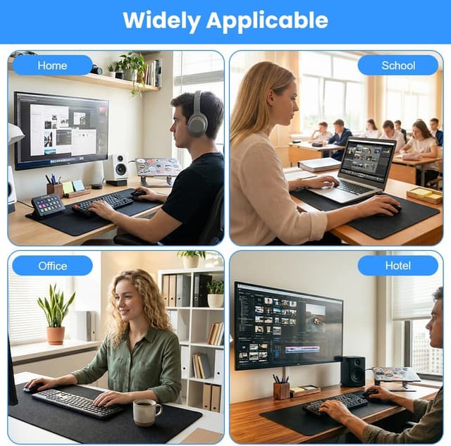 Thumbnail 6 de AUYAO sottomano da scrivania in feltro 80 x 40 cm antiscivolo (nero e grigio)