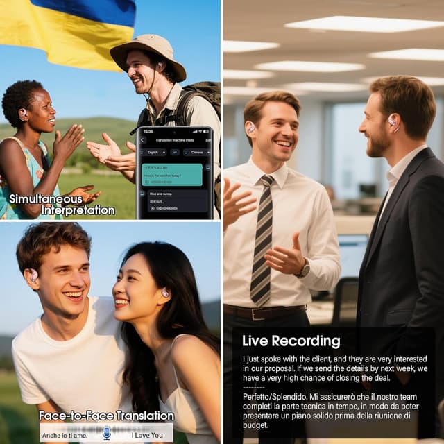 Thumbnail 6 de QXUFV cuffie traduzione simultanea 164 lingue open-ear con AI traduttore