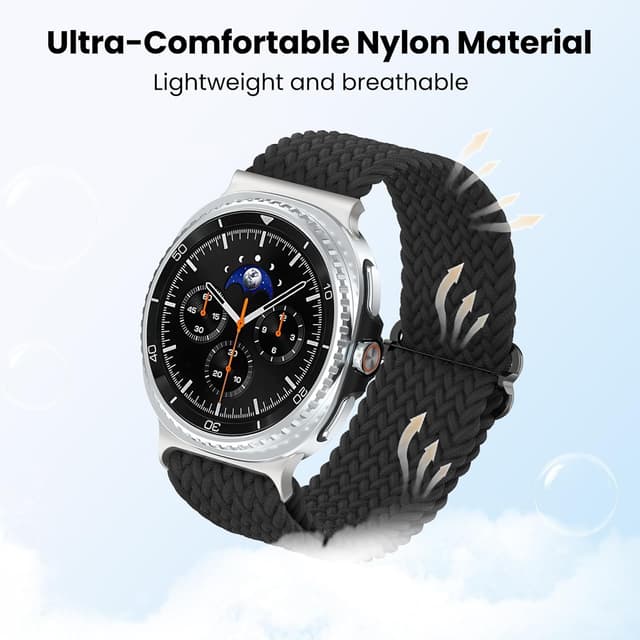 Detalle de Delidigi braided stretchy straps for Samsung Galaxy Watch 8 and Watch 8 Classic (nylon elastic replacement bands)