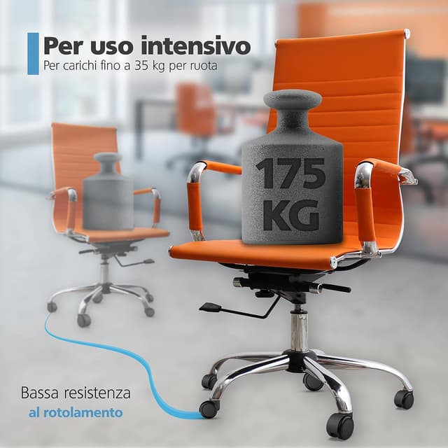 Detalle de RAVN HAMAN set di 5 ruote per sedie da ufficio, perno 11 mm x 22 mm