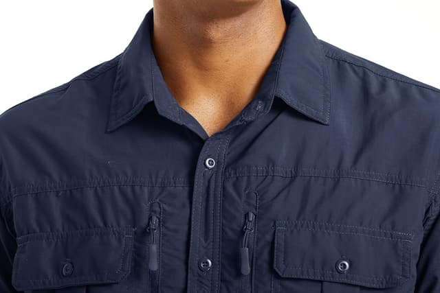 Detalle de MAGCOMSEN Men’s UPF 50+ Sun Protection Long Sleeve Button-Down Shirt for Outdoor Work