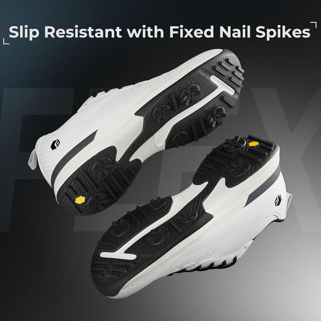 Detalle 2 de FitVille Men’s Extra Wide Spiked Golf Shoes for Wide Feet, Non-Slip Outdoor Trainers