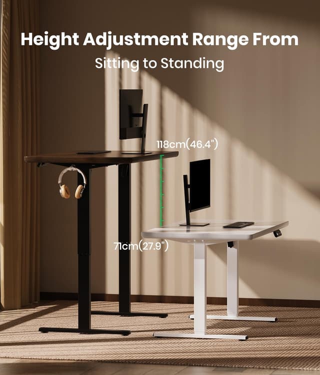 Detalle de VOSATRON elektrisch höhenverstellbares Tischgestell mit Memory-Steuerung, Antikollision und starken Motoren (schwarz)