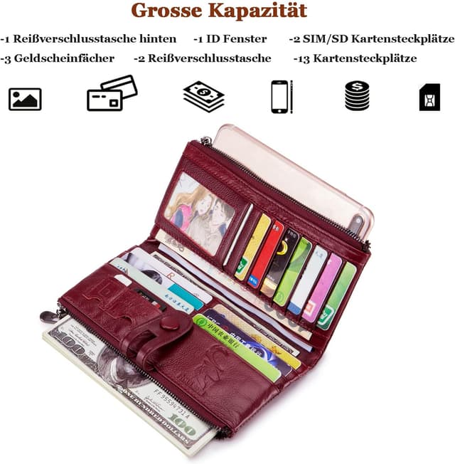 Detalle 2 de Vintage Geldbörse für Damen mit RFID Schutz