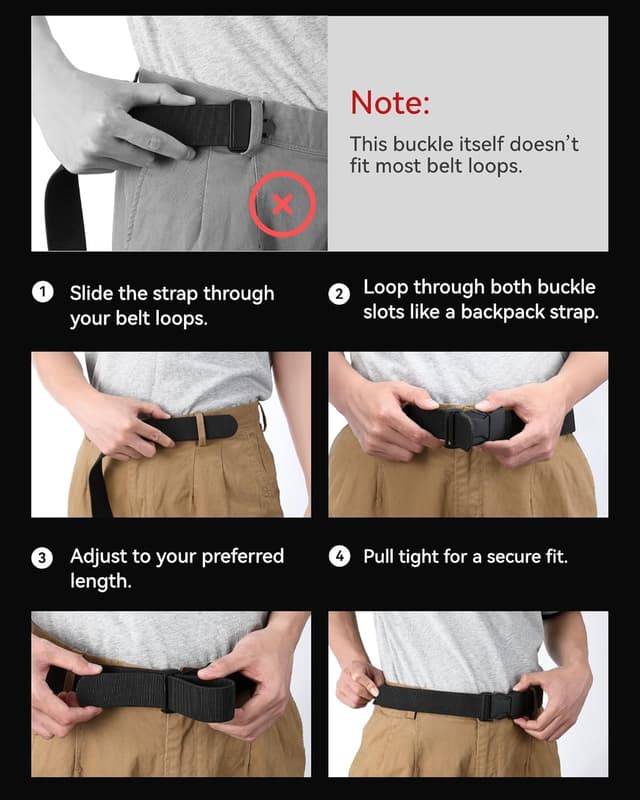 Detalle 2 de CHAOREN Tactical Belt Men (1.5” Stretch Belt) with Quick-Release Combat Buckle